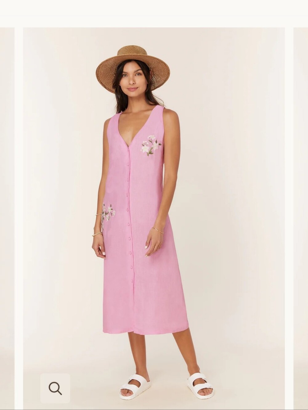 Fanm Mon x Andie Anamur Linen Dress in the gorgeous Aster pink